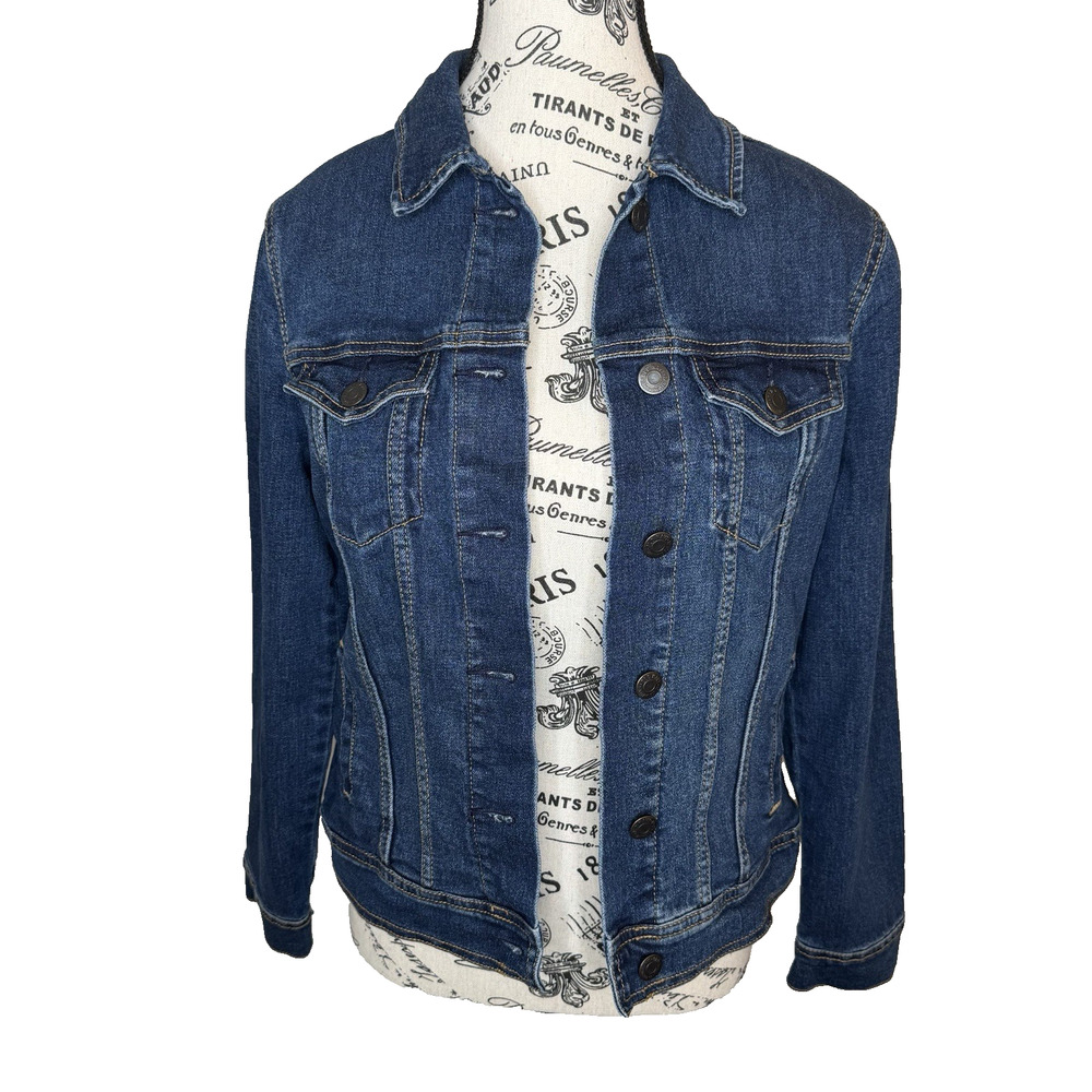 Old Navy Short Denim Jacket Size Small Blue Medium Wash Button Front Pockets